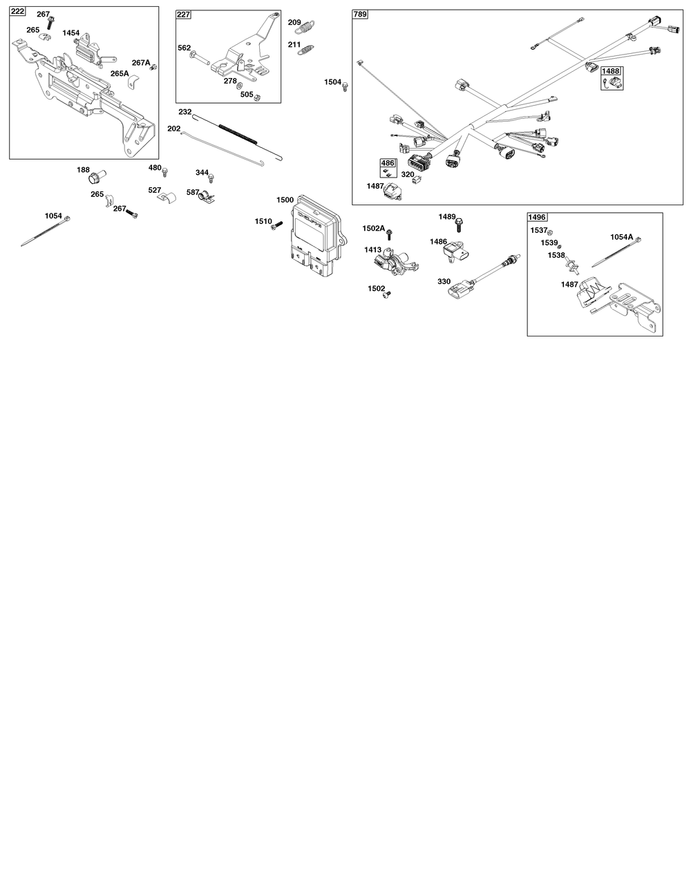 Controls Group Diagram and Parts List for 61E377-0140-J1 400000 - 699999 Briggs and Stratton Engine